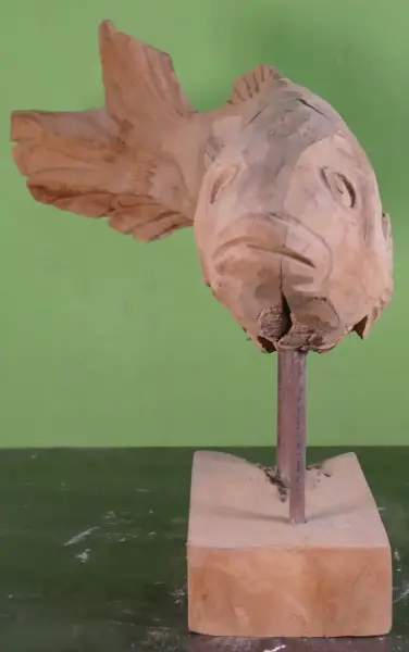 Product image 8 of the product “Carved fish wood on stand made from teak root pieces ”